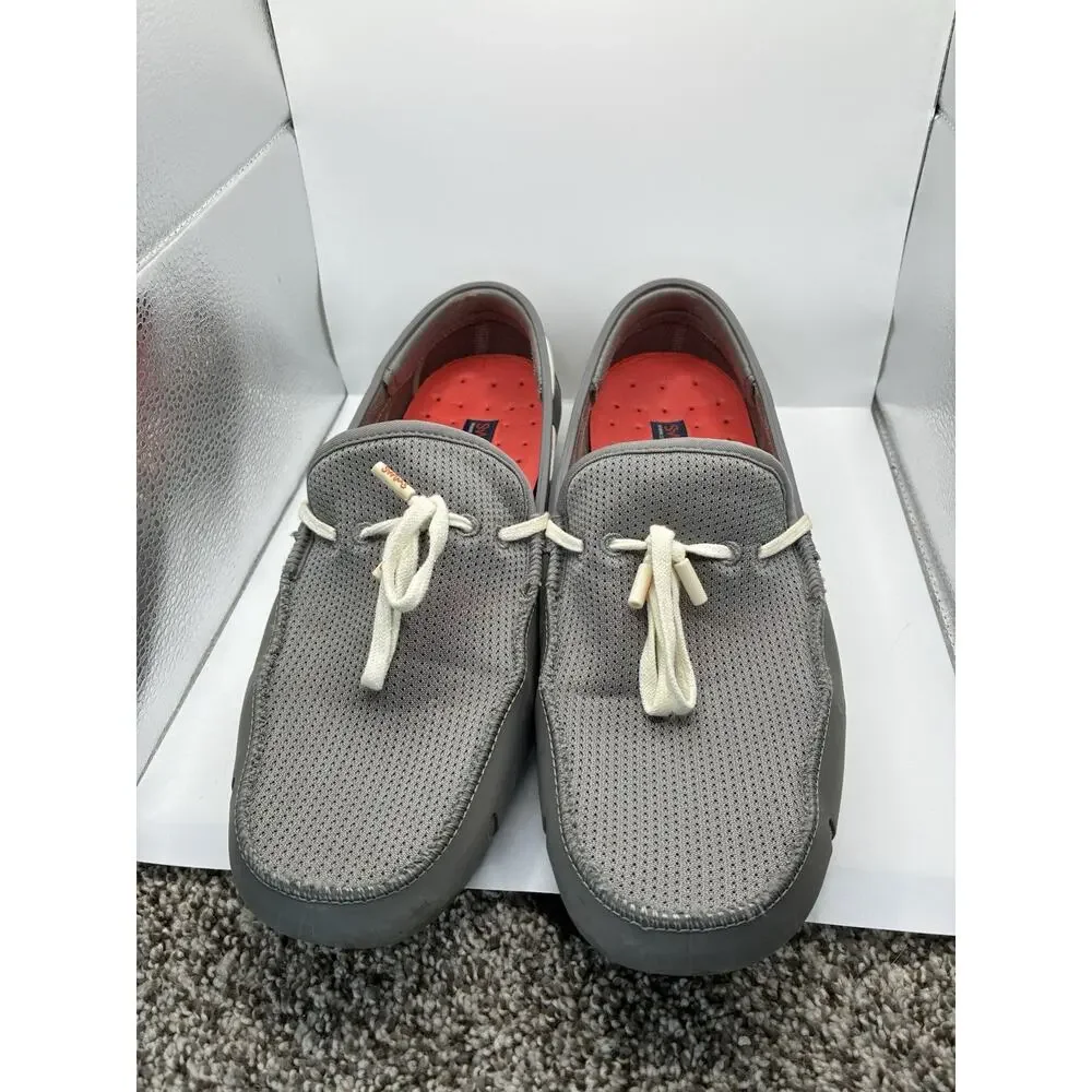 SWIMS Mens 11 Gray Breeze Lace Loafers Mesh Rubber Water Boat Shoes Preppy